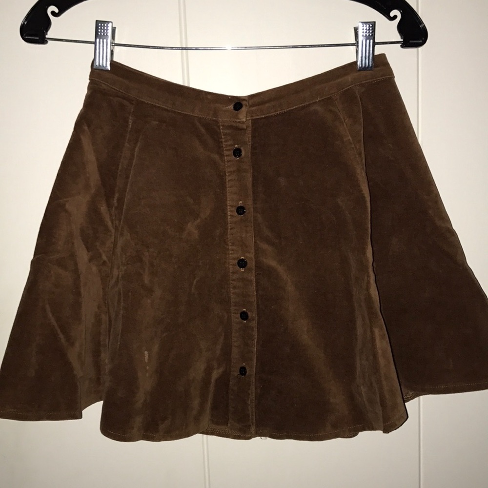 Brandy Melville brown button down skirt